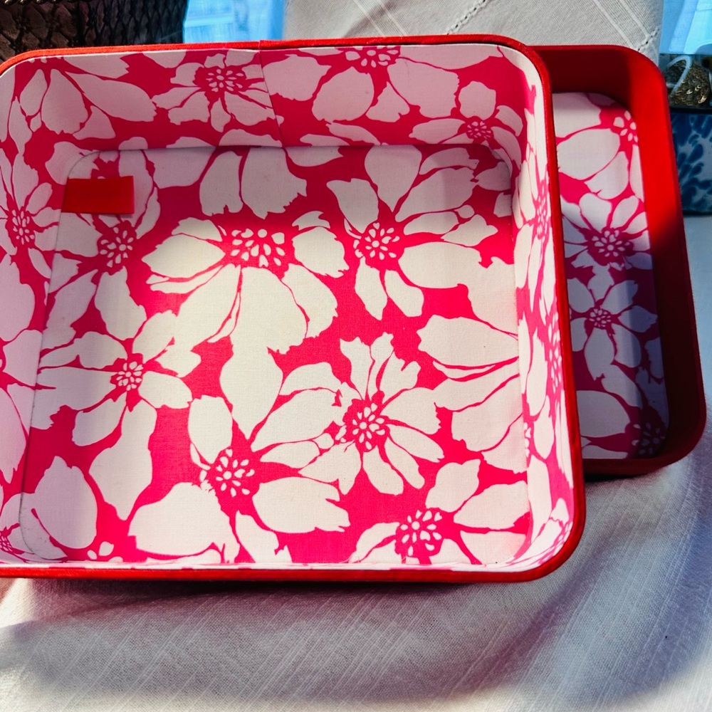 Estee Lauder Pink and White Floral Box